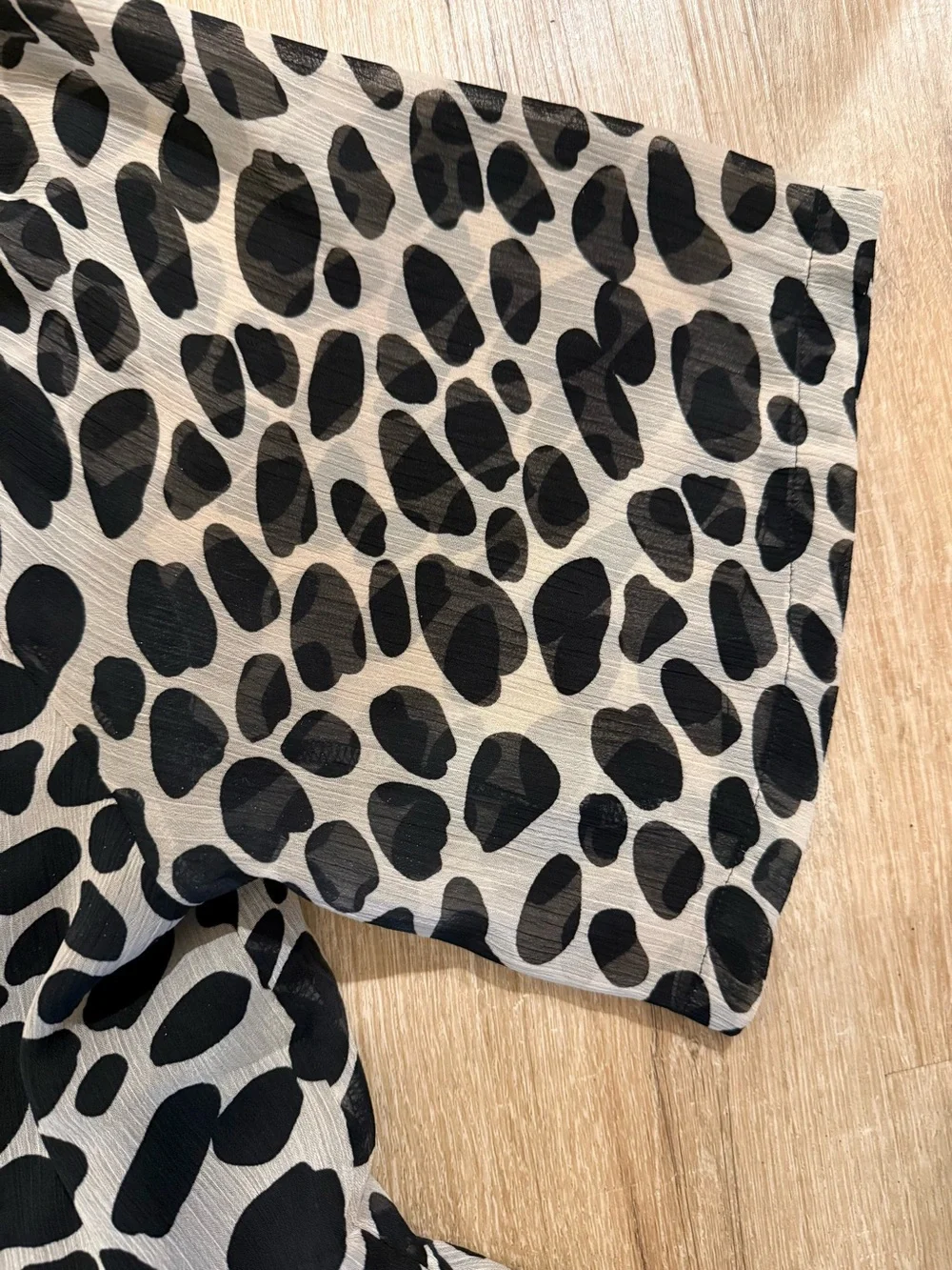 LOFT Black & Taupe Animal Print Ruffle Peplum Blouse - Picture 4 of 5